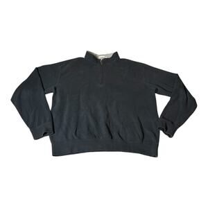 Peter Millar Soft Cotton Long Sleeve 1/4 Zip Black Sweatshirt Pullover Men Sz‎ L